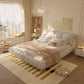 Luxury Upholstered Platform Bed With Oversized Padded Backrest And Solid Wood Frame