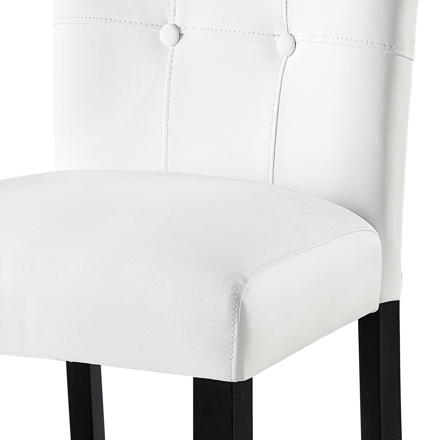 Lustre - Set of 2 - 24” White Faux Leather Counter Stools with Button-Tufted Backs