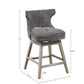 Gilded - Set of 2 - 26" Charcoal Upholstered Swivel Counter Stools with Low Back and Light Grey Solid Wood Legs