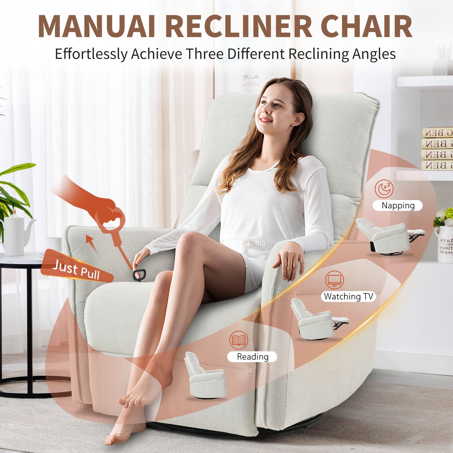 270° Power Swivel Rocker Glider Recliner Chair With USB Ports
