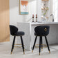 Lathenor - Set of 2 - 26" Black Velvet Counter Height Bar Stools with Solid Wood Legs, Fixed Height, and 360° Swivel for Kitchen or Bar Seating