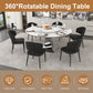 Round Dining Table & 6 Chairs Set - Silver