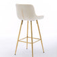 Vienna - Set of 2 - 26" Cream Velvet Counter Stools with Golden Legs and Chrome Footrest