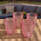 Leading Ware Diamond Cut Acrylic Glasses Drinking (Set of 4)
