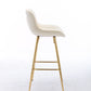 Vienna - Set of 2 - 26" Cream Velvet Counter Stools with Golden Legs and Chrome Footrest