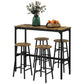 Hixley - Set of 5 - Rustic Brown Industrial Bar Table Set for 4 W x 35.4” H - Modern Design for Kitchen or Dining Room