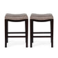 Virella - Set of 2 - 26" Weathered Gray Acacia Wood Bar Stools with Wicker Seats, Outdoor Folding Chairs with High Backrest