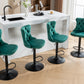 Luxury  - Set of 2 - 25" Green Velvet Swivel Barstools with Adjustable Seat Height, Upholstered Tufted Chairs & Copper Nailheads