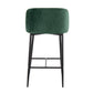 Fleetwood - Set of 2 - 24" Green Velvet Pleated Wave Counter Stools with Black Frame Modern Fixed-Height Design