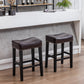 Hamiltonian - Set of 2 - 26" Counter Height Bar Stools - Backless Brown Faux Leather Farmhouse Kitchen Island Chairs