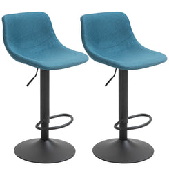 Sylvan - Set of 2 - 24" Adjustable Blue Swivel Bar Stools with Backrest