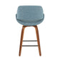 Arlivo - Set of 2 - 30" Walnut & Blue Noise Mid-Century Modern Counter Stools