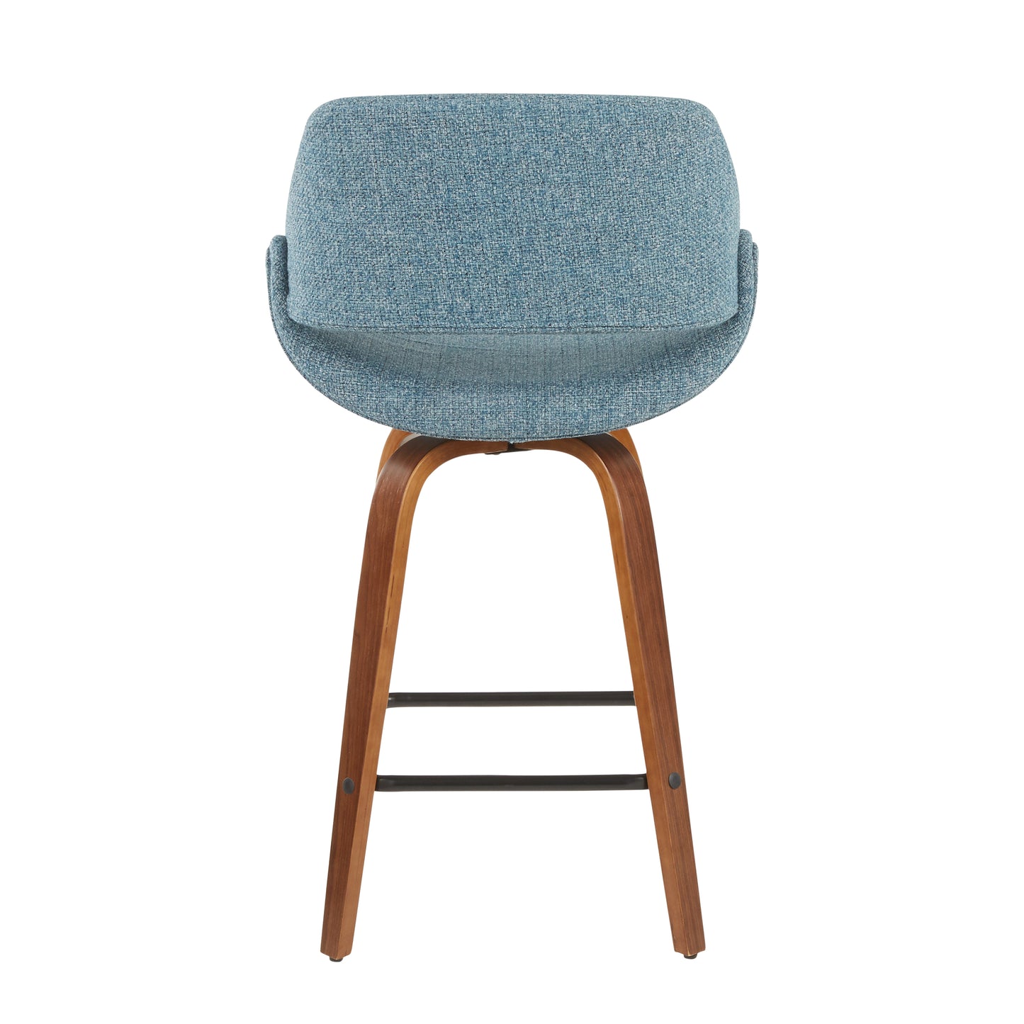 Arlivo - Set of 2 - 30" Walnut & Blue Noise Mid-Century Modern Counter Stools