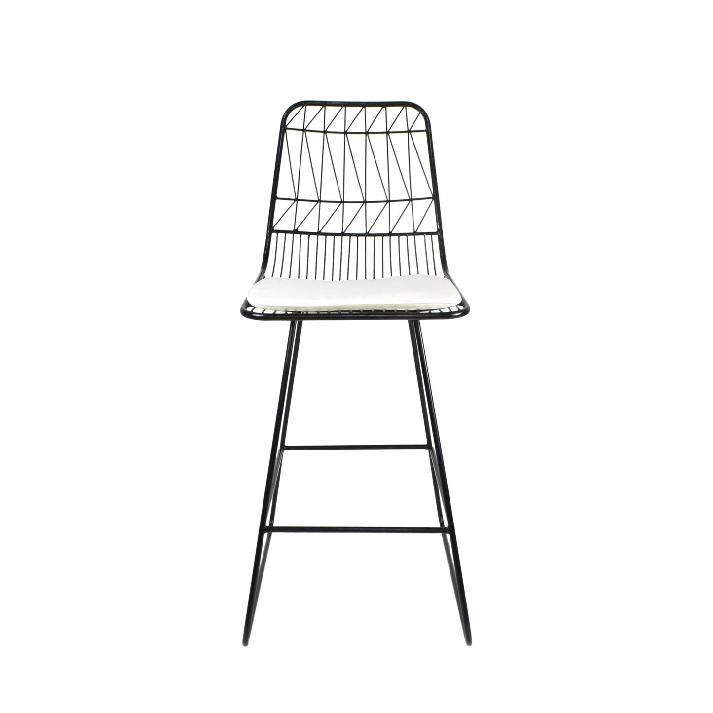 Niez - Set of 2 - 26" Black and Ivory Wire Counter Stools with Cushions