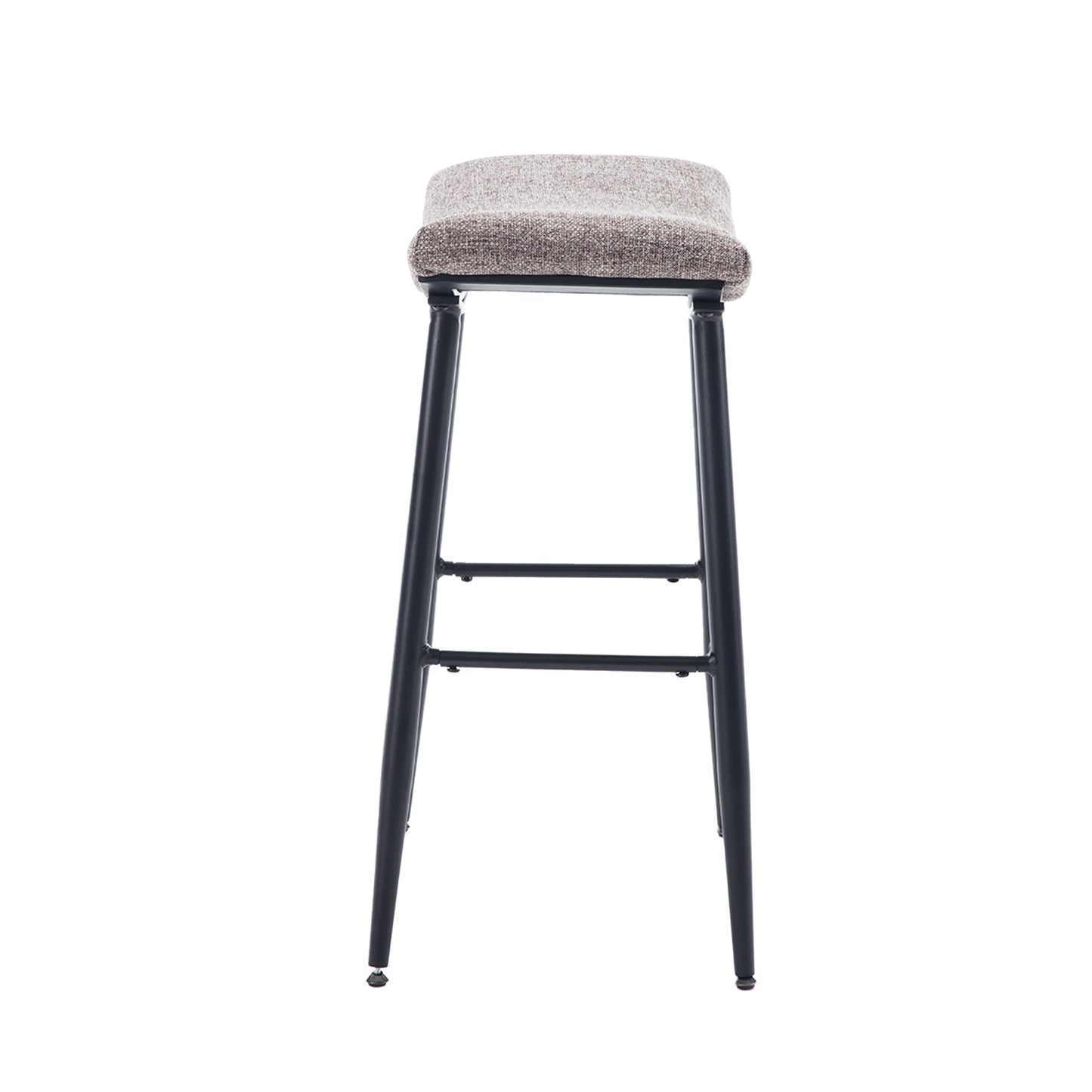 Tuscany - Set of 2 - 28" Armless Modern Linen Bar Stools with Coffee-Coloured Upholstery, Sleek Design, and Durable Metal Footrest for Stylish Dining Spaces