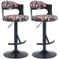 Bennett - Set of 2 - 26" Black Adjustable Swivel Bar Stools with Solid Wood Backrest and Soft Fabric Upholstery