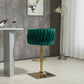 Harstone - Set of 2 - 26" Adjustable Counter Height Emerald Green Velvet Vintage Bar Stools with Silver Metal Legs