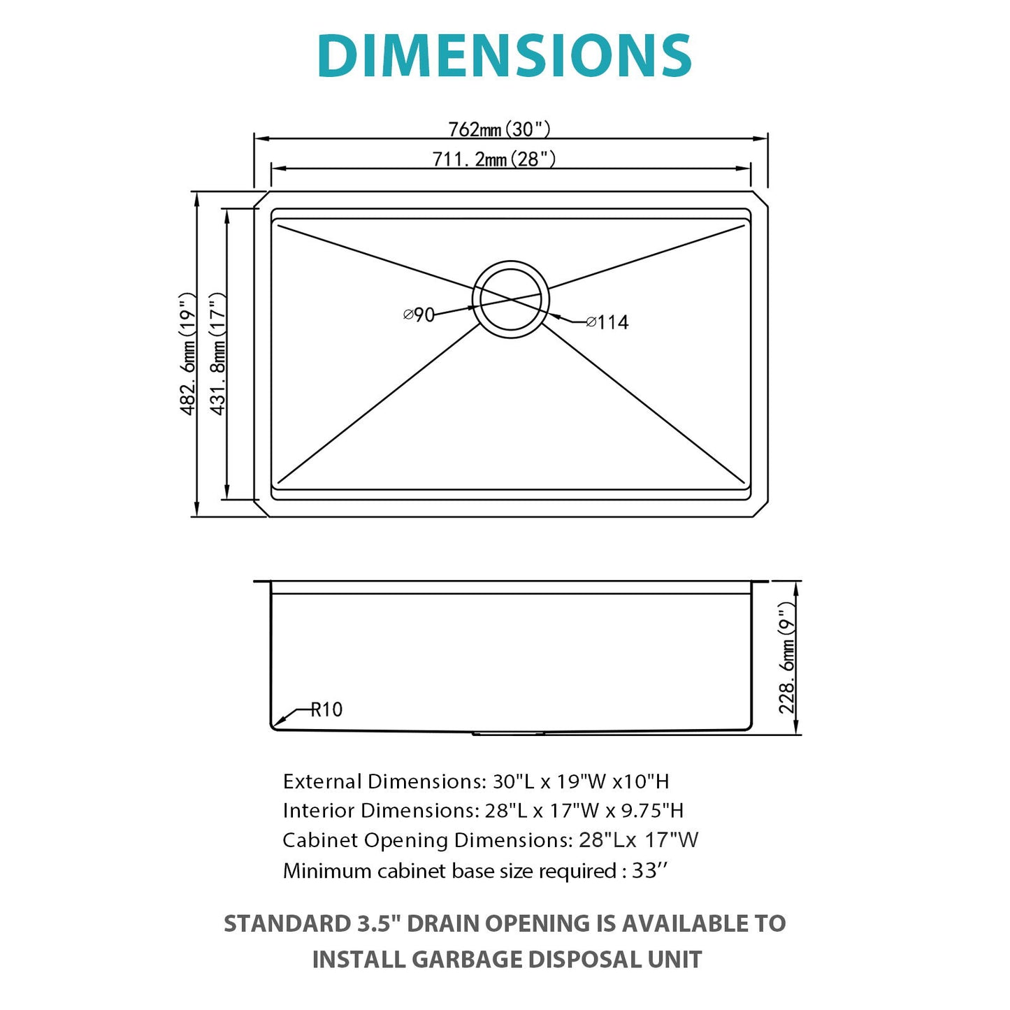 Stainless Steel Undermount Kitchen Sink With Workstation
