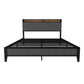 Bed With Charging Station, American Design Upholstered Headboard, Metal Platform