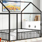 Metal Bed House Bed Frame With Fence