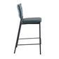 Lathen - Set of 2 - 24" Black Metal Counter Stools with Green Faux Leather and Sea Green Fabric