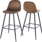 Narellan - Set of 2 - 30" Novara Velvet Bar Stools with Back & Footrest, Sturdy Metal Legs, Easy Assembly for Kitchen & Island