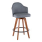 Swain - Set of 2 - 24" Grey Faux Leather Counter Stools with Walnut Finish