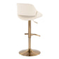 Fabrico - Contemporary Adjustable Barstool With Swivel With Rounded T Footrest (Set of 2) - Gold / Cream