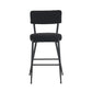 Sable - Set of 2 - 25" Black Upholstered Teddy Fabric Bar Stools with Ergonomic High Back and Modern Metal Base