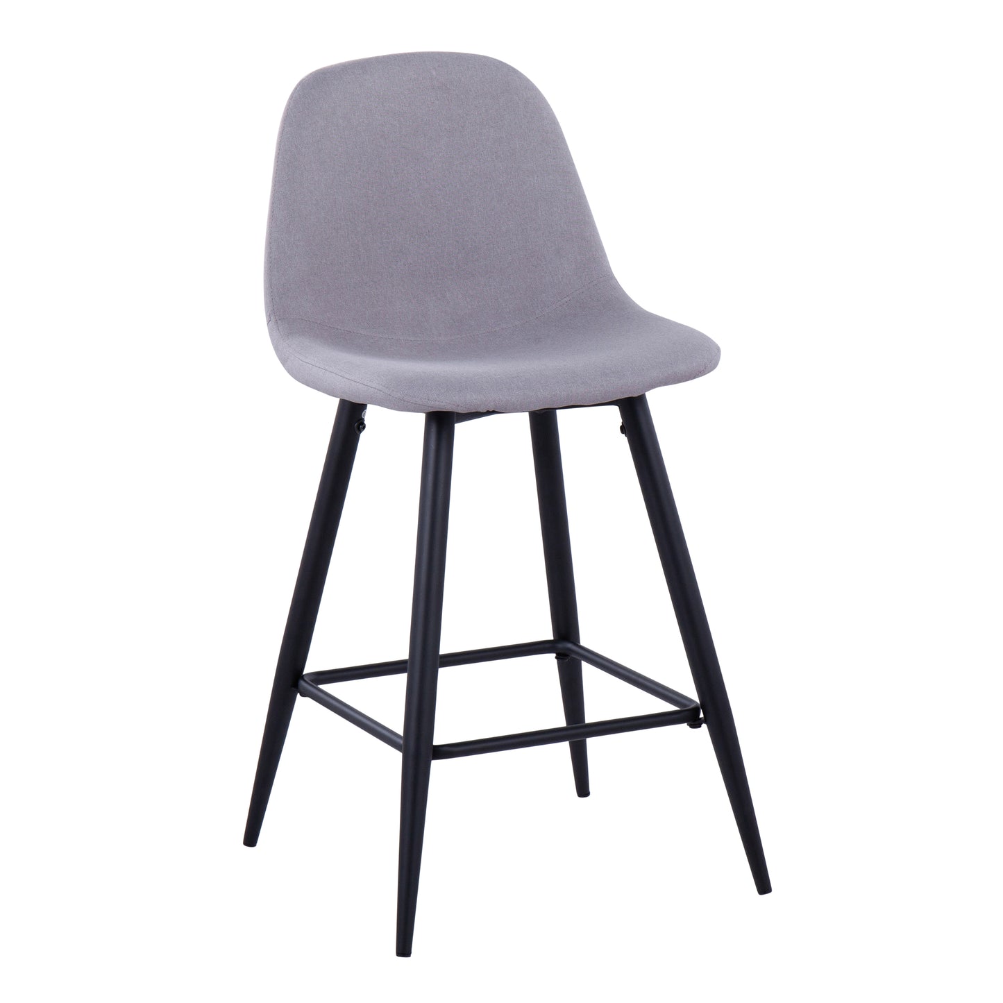 Parion - Set of 2 - 26" Counter Stools lack Metal Frame with Light Grey Fabric Upholstery