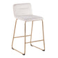 Velora - Set of 2 - 24" Cream Velvet Counter Height Stools with Gold Metal Frame