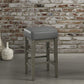 Pittsville - Set of 2 - 24" Antique Grey Solid Wood Counter Stools with Faux Leather Upholstery