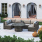 All Weather 4 Person Patio Sofa Set With Fire Pit And Side Table Rustproof - Brown