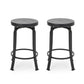 Hemlock - Set of 2 - 25" Black Swivel Counter Stools with Faux Wood Seat and High Back