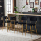 Nashford - Set of 2 - 25" Black Bar Stools with Modern Teddy Fabric Upholstery and Metal Base for Kitchen & Dining