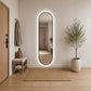 Capsule Shaped Dimmable LED Full Length Wall Mirror With Frame - Silver