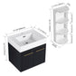 Modern Wall Mounted Bathroom Vanity With Resin Sink And Storage Rack