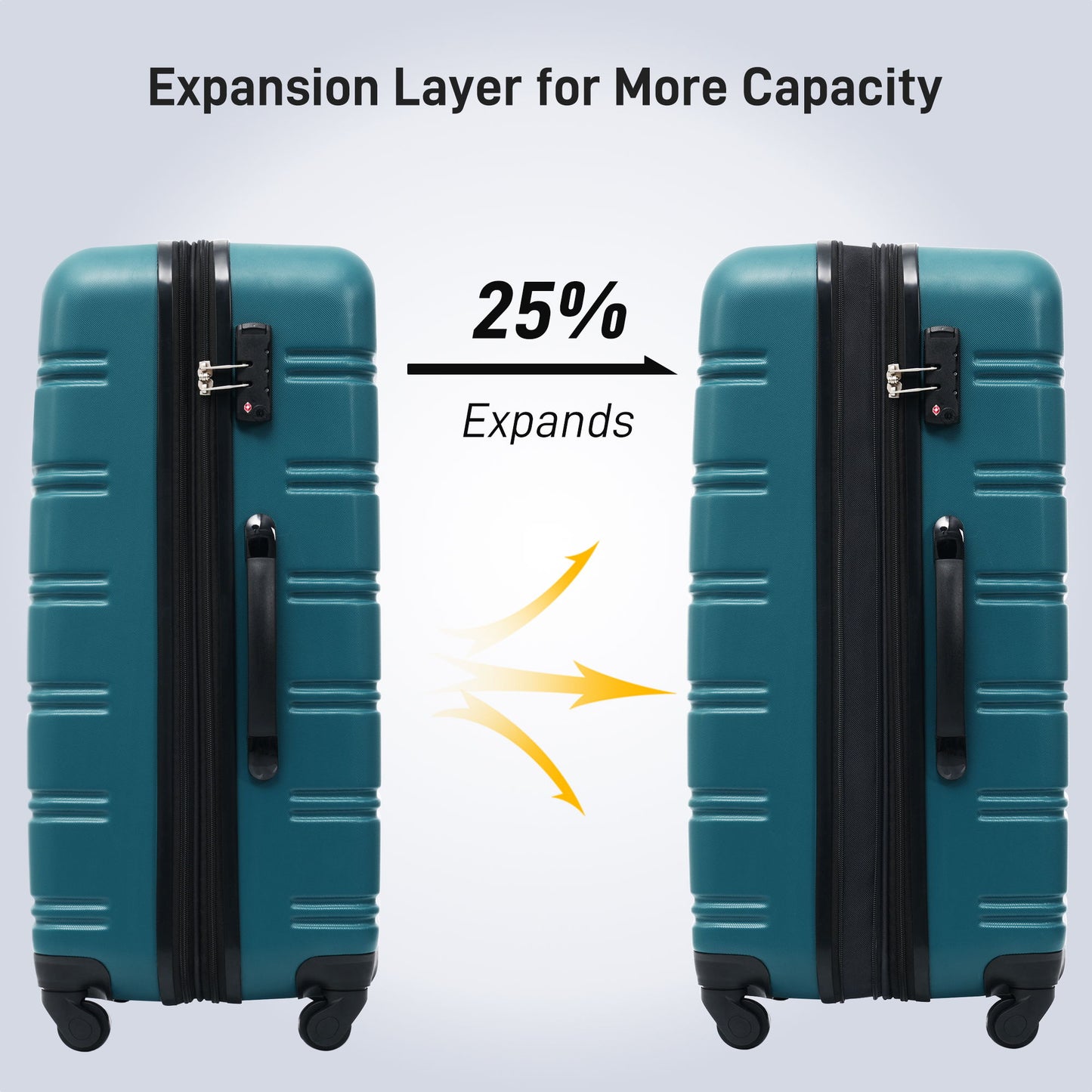 3 Piece Luggage Set Hardside Spinner Suitcase With TSA Lock