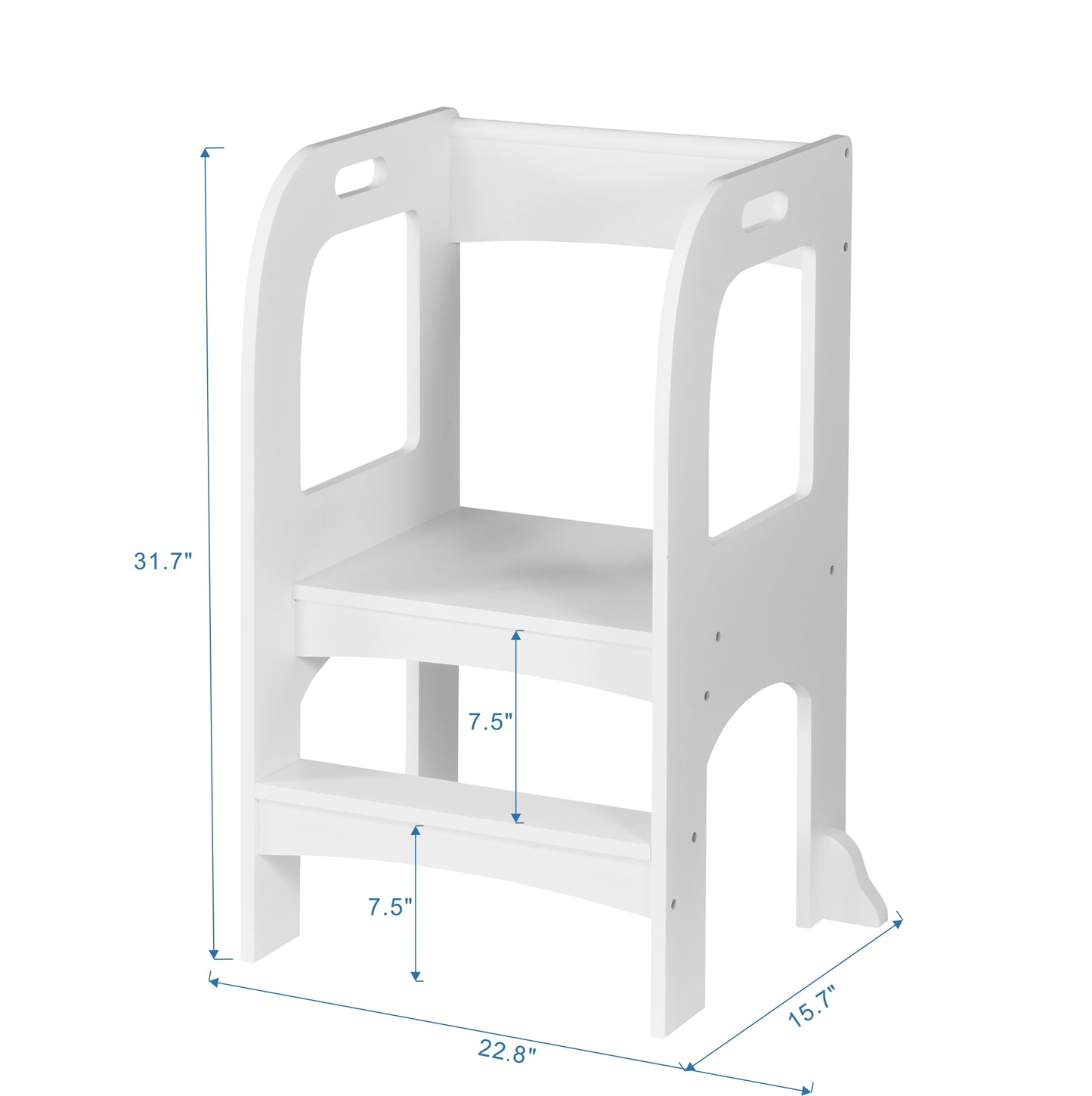 Leadrays - Set of 3 - 24" White Faux Leather High Back Counter Stools with Stainless Steel Frame