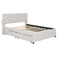 Upholstered Platform Bed With Brick Pattern Headboard And Twin Long Size Trundle