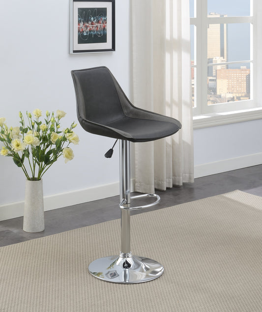 Montford- Set of 2 - 25" Adjustable Bar Stools with Modern Chrome Base & Polyurethane Leather, 21"x22"x35"~43" H