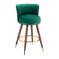 Monial - Set of 2 - 28" Emerald Swivel Bar Stools with Backrest, Footrest, and Solid Wood Legs