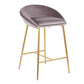 Maluxe - Set of 2 - 26" Counter Stools with Silver Velvet Upholstery and Gold Metal Frame