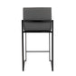 Merton - Set of 2 - 35.5" High Back Grey Faux Leather Counter Stools in 19.5" Black Steel Frame