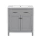 Bathroom Vanity With Ceramic Sink, Modern Single Bathroom Cabinet With 2 Doors And A Shelf, Soft Close Doors