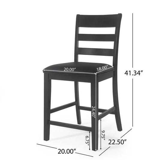 Farmhouse Upholstered Wood Counter Stools