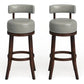 Sherly - Set of 2 - 30" Swivel Bar Stools - Dark Oak Solid Wood - Dark Gray Leatherette - Transitional Design for Dining Room