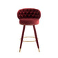 Cylvara - Set of 2 - 28" Claret Red Velvet Counter Height Bar Stools with Solid Wood Legs and 360° Swivel