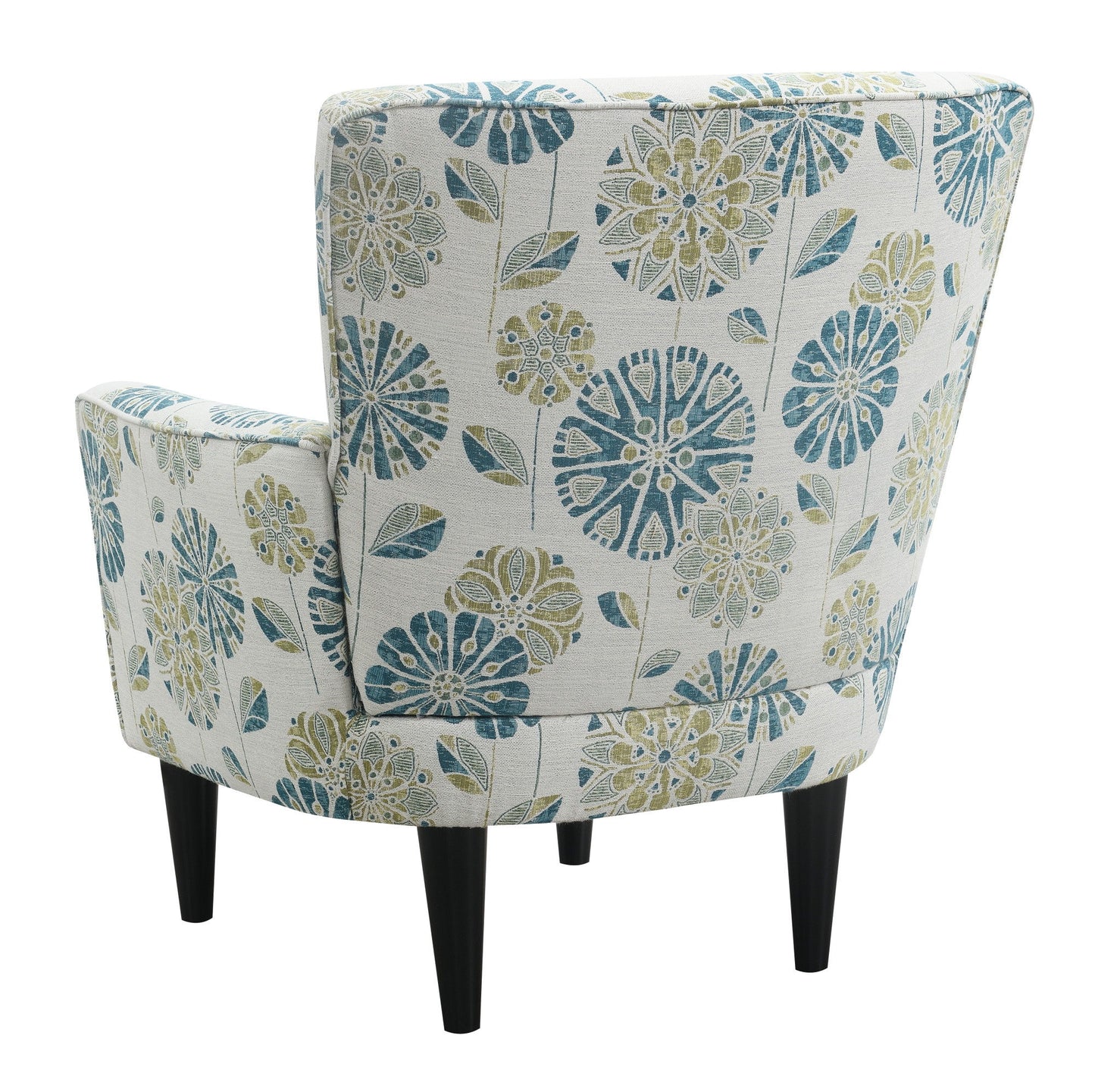 Floral Accent Chair - Blue - Wood