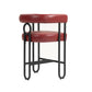 Lian - Set of 1- 24" Wine Red PU Modern Bar Stool with Ergonomic Backrest and Black Metal Frame